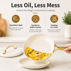 11Pc Ceramic Cookware Set Nonstick Pots and Pans Non Toxic Kitchen Cookware Dishwasher Safe Cream
