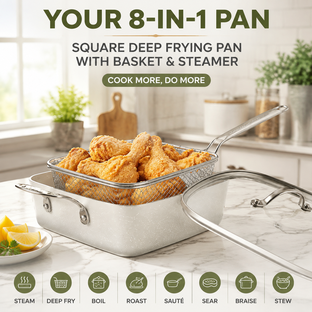 20Pcs Ceramic Nonstick Cookware Set Complete Pots and Pans with Bakeware Steamer Deep Frying Pan Set Beige