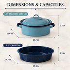 6 Piece Enameled Steel Cookware Set Steamer Dutch Oven Multi Use Dish Kitchen Pots and Pans Set