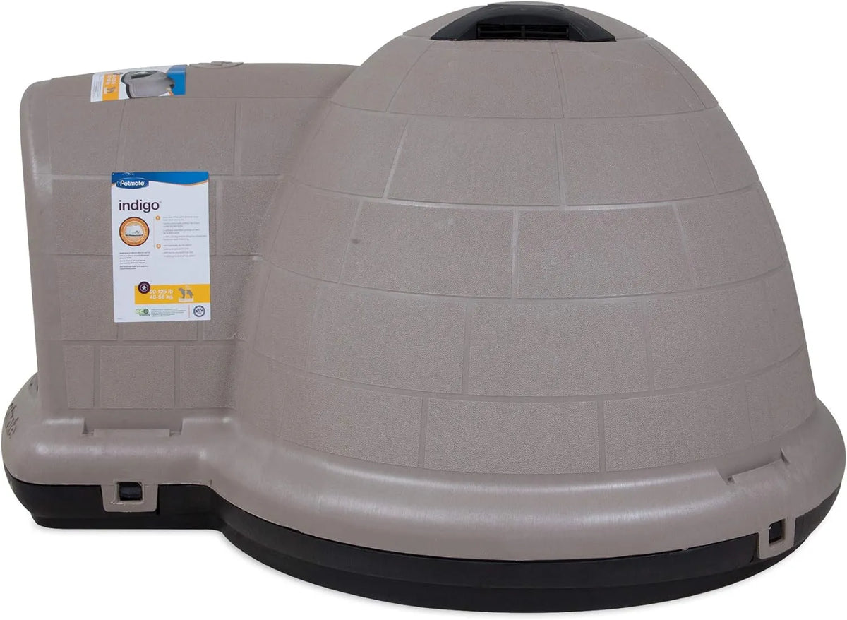 Petmate Indigo Dog House (Igloo Dog House. Made in USA with 90% Recycled Materials. All-Weather Protection Pet
