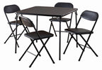 COSCO 5 - Piece Folding Set with Card Table and 4 Vinyl Padded Chairs, Black