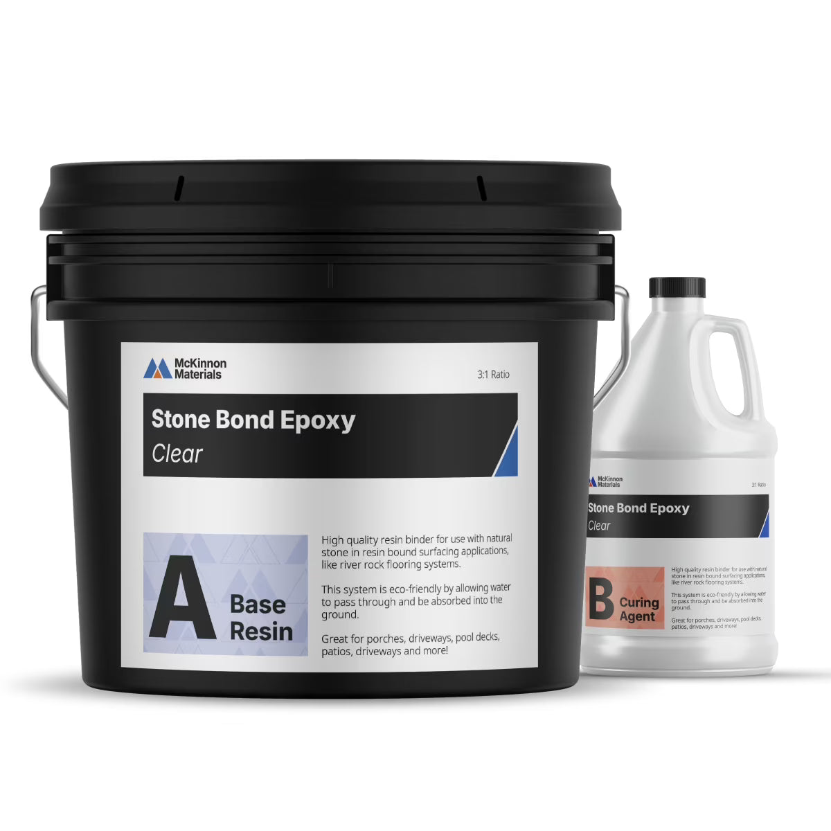 Mckinnon Stone Bond Epoxy, 4 Gallon Kit, Resin Bound Surfacing Epoxy for Gravel & Pebble Stone, Easily Transform Your