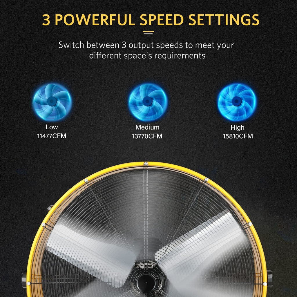 Simple Deluxe 24 in 3 Speed 4700 CFM Metal Drum Fan