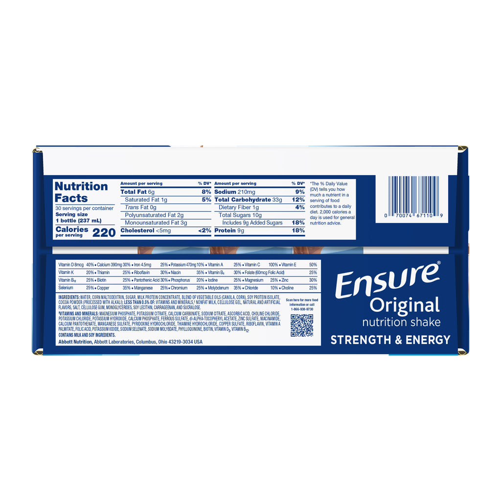 Ensure Original Nutrition Shake, Milk Chocolate, 8 Fl. Oz, 30 - Pack