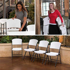 Lifetime Commercial Grade Folding Chairs, 6 Pack, Adult Sized, White Granite (80747)