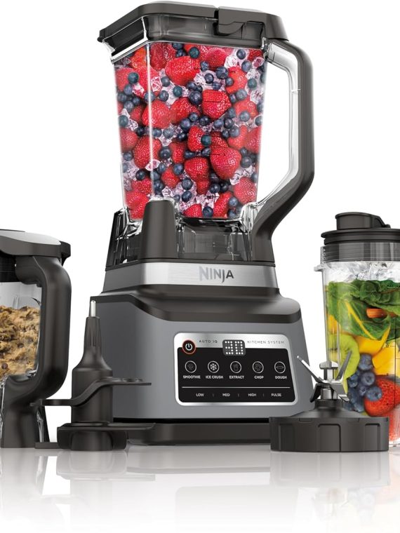 Ninja BN801 Professional Plus Kitchen System 1400 WP 5 Functions for Smoothies Chopping Dough & More with Auto IQ