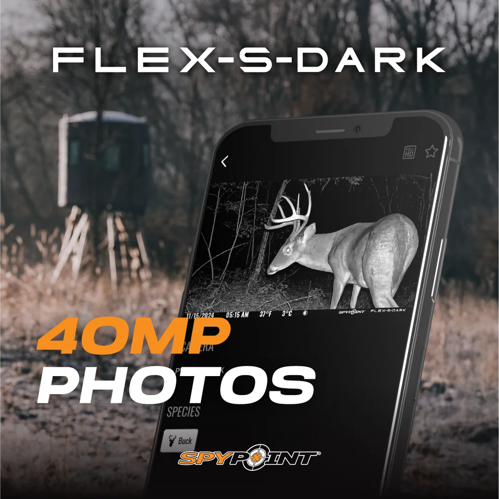 SPYPOINT Flex - S Dark Solar Outdoor Cellular Trail Camera - Integrated Solar Panel, No WiFi Needed, Night Vision