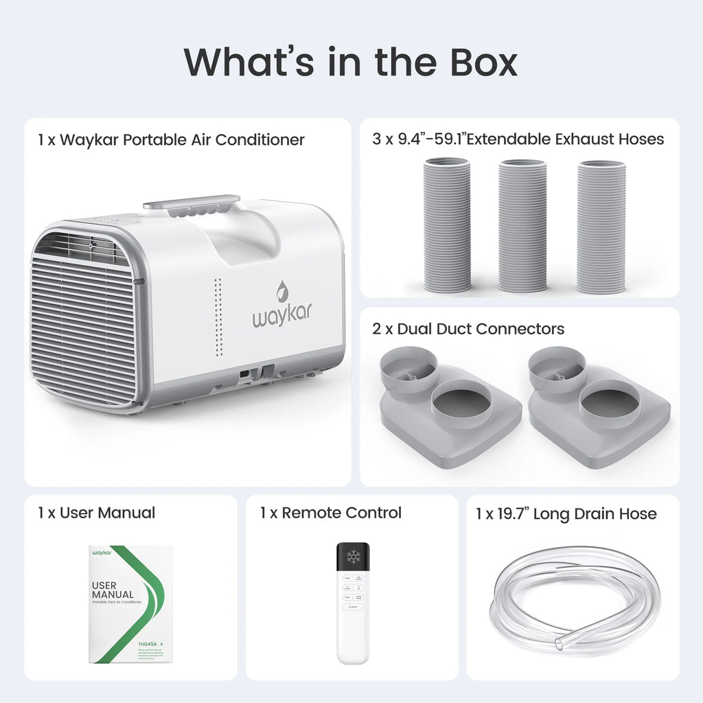 Waykar 4500BTU Portable Air Conditioner for Tent, Camping, RV, 130 Sq. Ft., Low Noise, Remote Control
