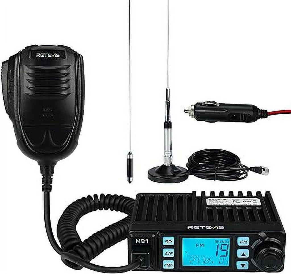 MB1 CB Radio[with CB Antenna], AM/FM CB Mobile Radio Bundle with Coaxial Cable, 40 Channel Base Station, Noise