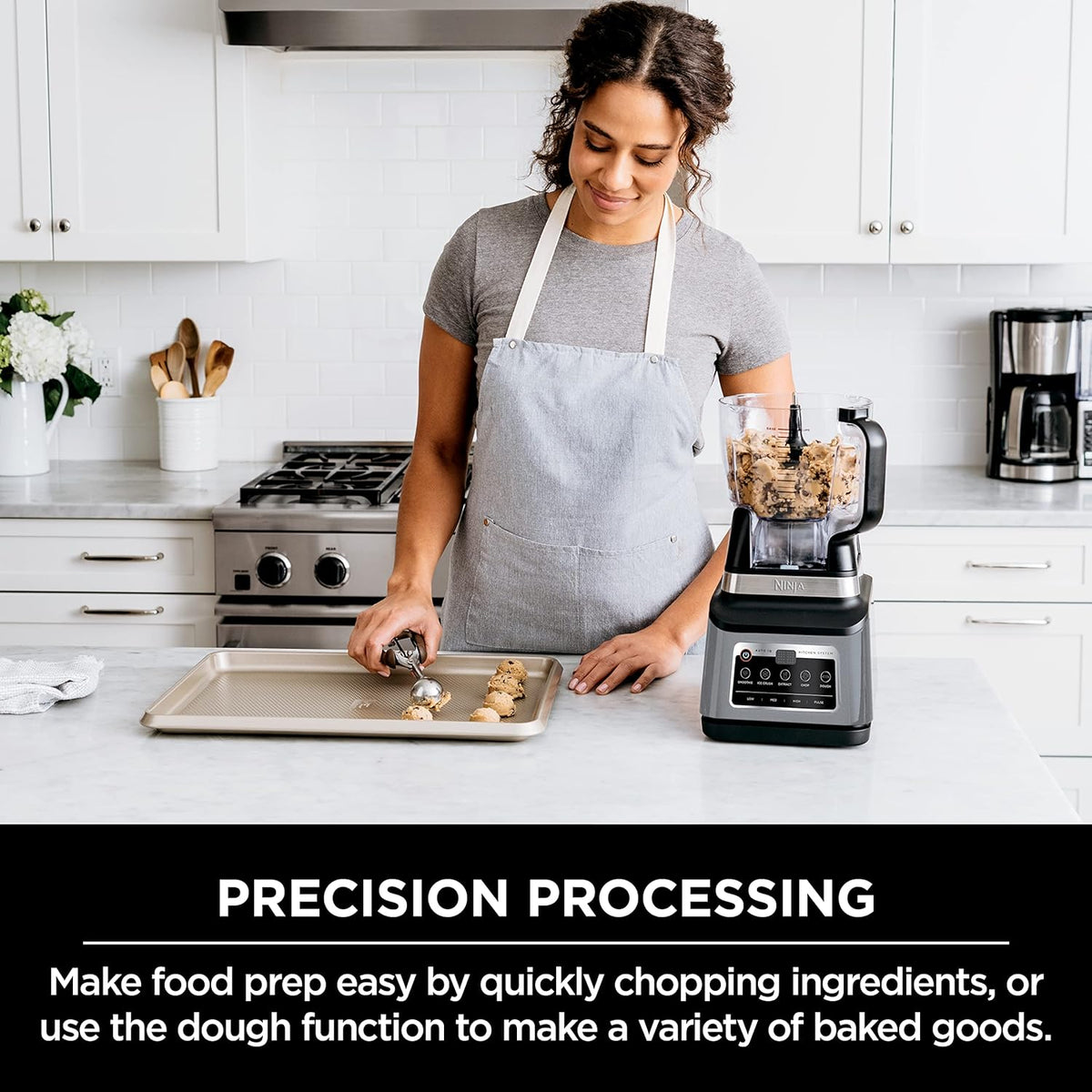 Ninja BN801 Professional Plus Kitchen System 1400 WP 5 Functions for Smoothies Chopping Dough & More with Auto IQ