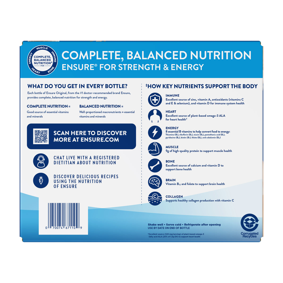 Ensure Original Nutrition Shake, Milk Chocolate, 8 Fl. Oz, 30 - Pack