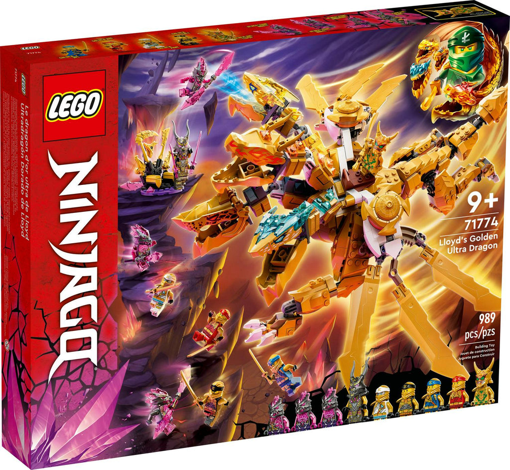 LEGO NINJAGO Lloyd'S Golden Ultra Dragon Toy for Kids. 71774 Large 4 Headed Action Figure with Blade Wings Plus 9