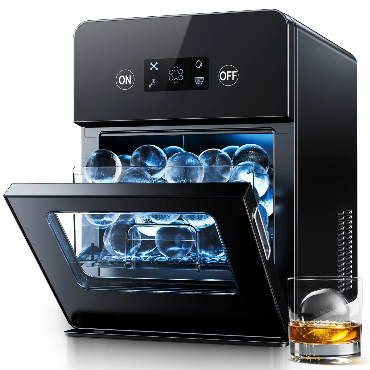Simzlife Sphere Ice Maker, 10 Pcs/Hour, 150 Pcs/Day, Clear Ice Ball Maker with Enhanced Insulation, with LCD Touch