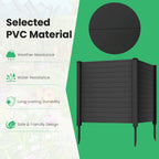 Gymax Outdoor PVC Privacy Panels 2 - Pack Picket Fence W/ 3 Cuspidal Foot Stakes Black
