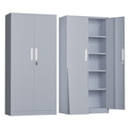 SOLAURA 71" Metal Garage Storage Cabinet with Locking Doors and Adjustable Shelves for Home, Office(Black)
