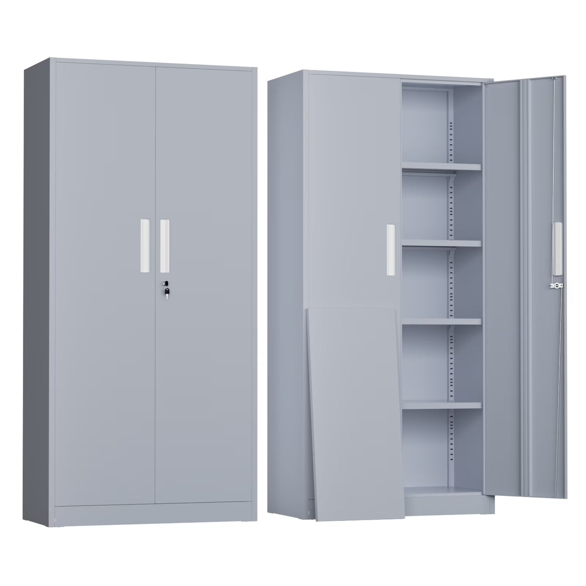 SOLAURA 71" Metal Garage Storage Cabinet with Locking Doors and Adjustable Shelves for Home, Office(Black)
