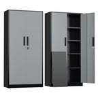 SOLAURA 71" Metal Garage Storage Cabinet with Locking Doors and Adjustable Shelves for Home, Office(Black)