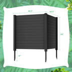 Gymax Outdoor PVC Privacy Panels 2 - Pack Picket Fence W/ 3 Cuspidal Foot Stakes Black