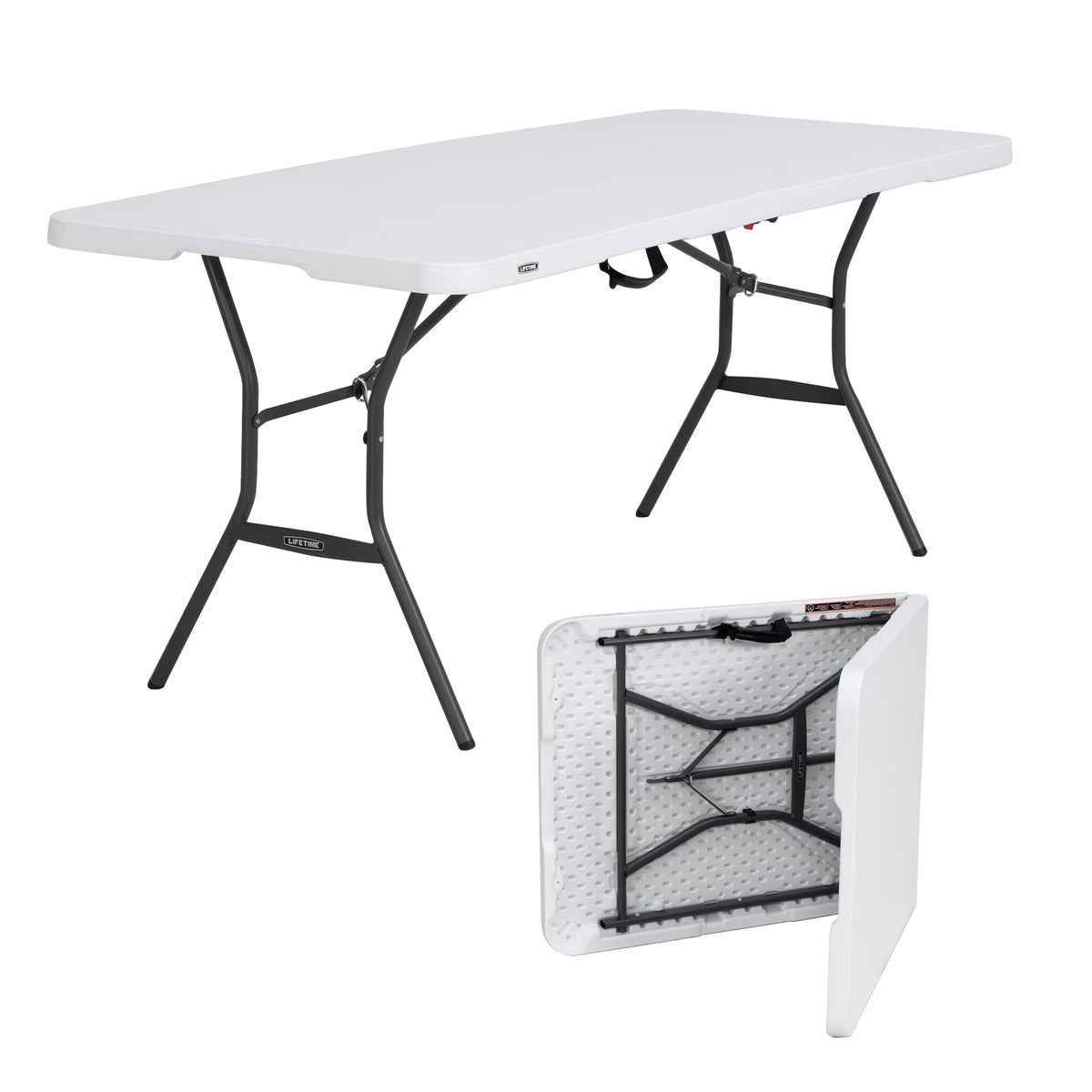 Lifetime 6' Commercial Grade High - Quality Fold - in - Half Folding Table, White (25011)