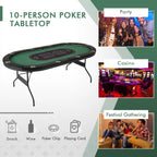 Costway Foldable, USB Ports, LED Lights 10 Player Poker Table, Blue/Black