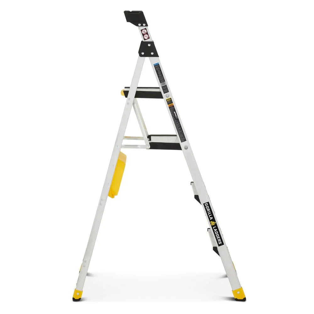 Gorilla Ladders Removable Dual Platform Heavy Duty Ladder with Project Bucket, 5.5 Ft, Aluminum, Multicolor