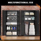 SOLAURA 71" Metal Garage Storage Cabinet with Locking Doors and Adjustable Shelves for Home, Office(Black)