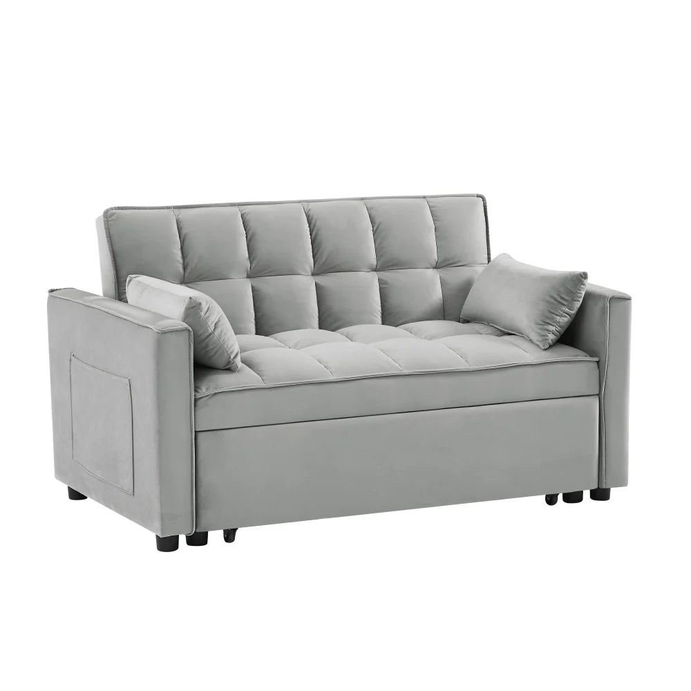55 in Convertible Futon Sofa Bed, Modern Loveseat Sleeper Sofa Couch with Pull - Out Sofa Bed for Living Room, Small