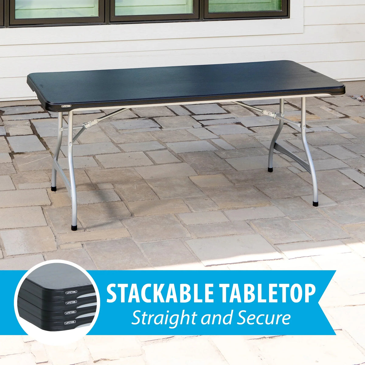 Lifetime 6 Foot Rectangle Folding Table, Indoor/Outdoor Commercial Grade, Black (280350)