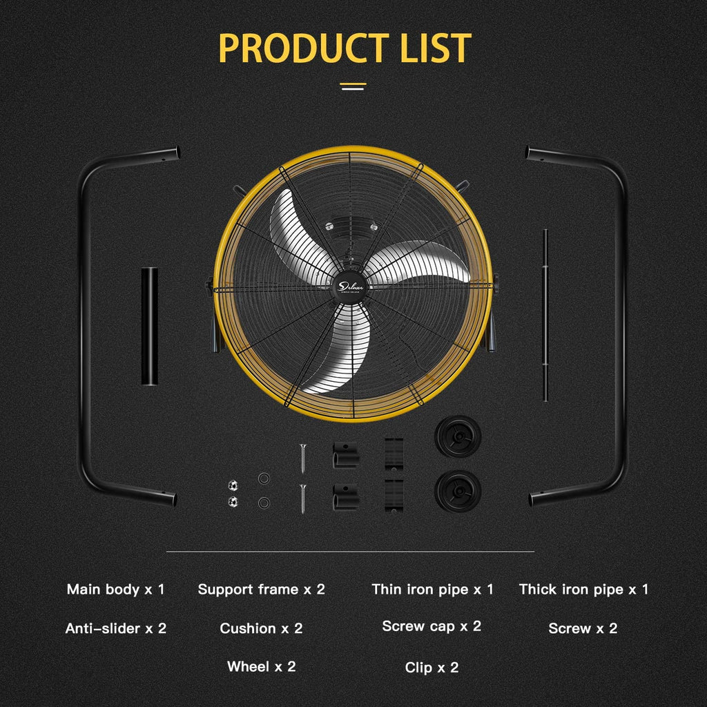 Simple Deluxe 24 in 3 Speed 4700 CFM Metal Drum Fan