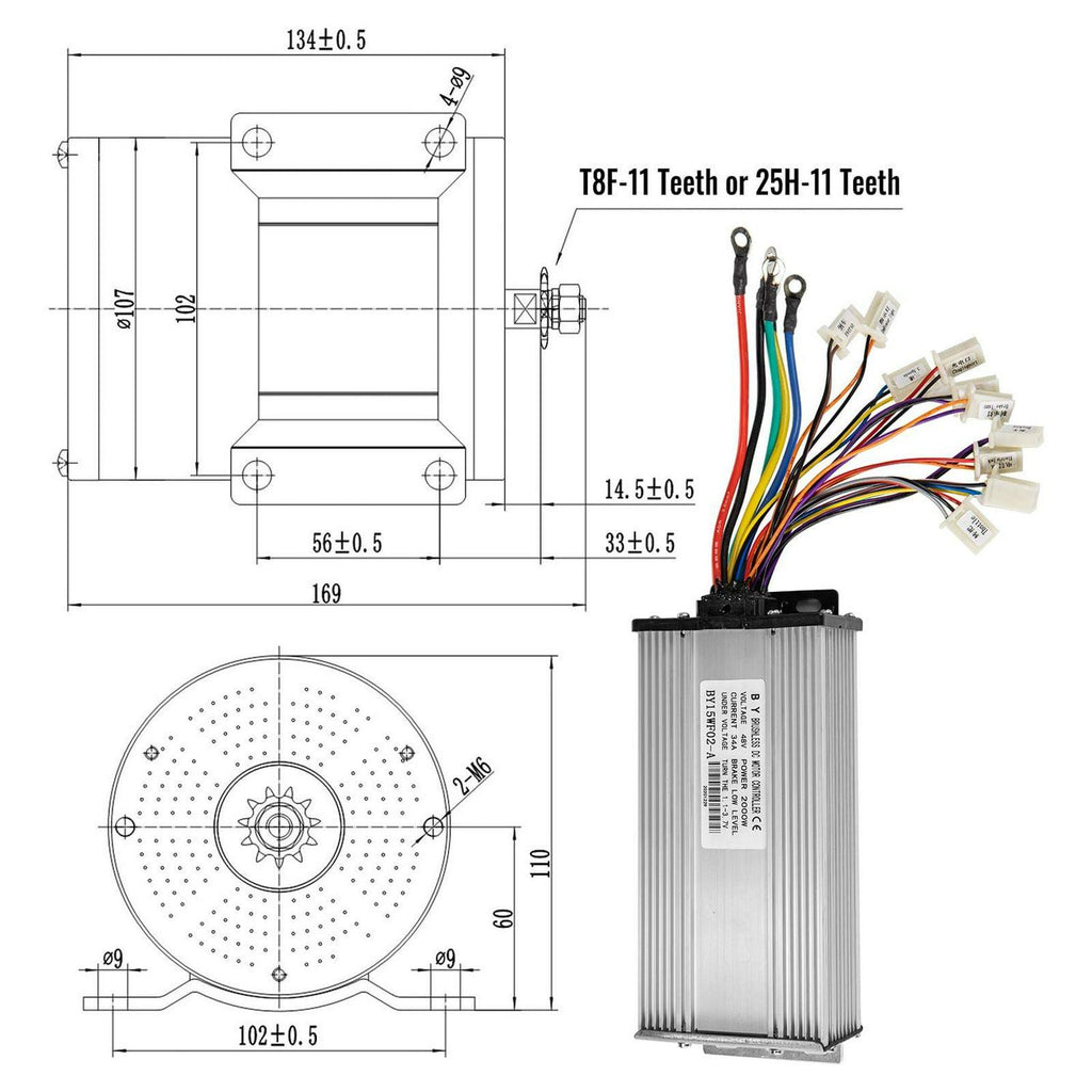 VEVOR 48V 2000W Brushless DC Motor Kit. 4300 RPM. with Controller & Throttle. for Go Kart/ATV. 10 lb