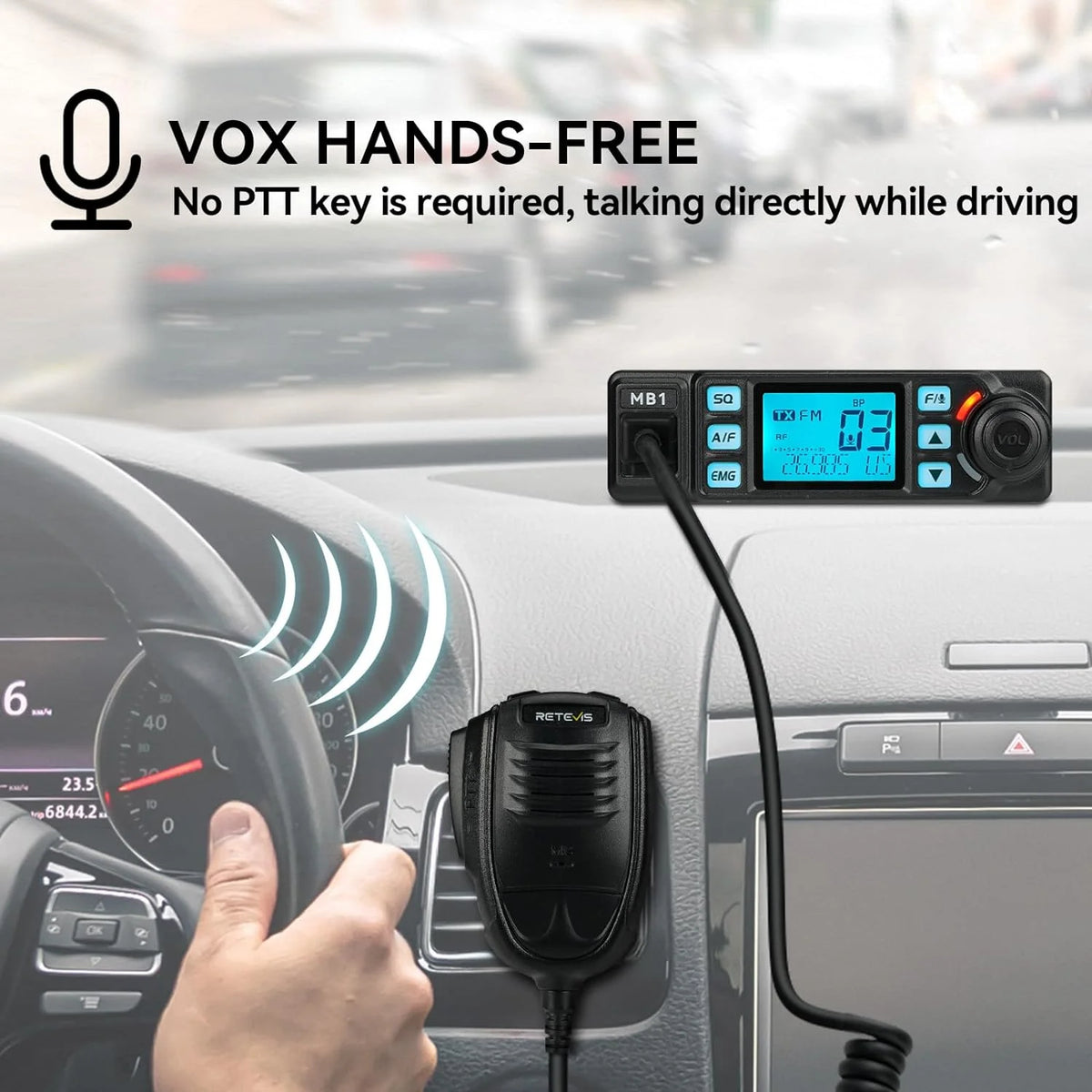 MB1 CB Radio[with CB Antenna], AM/FM CB Mobile Radio Bundle with Coaxial Cable, 40 Channel Base Station, Noise