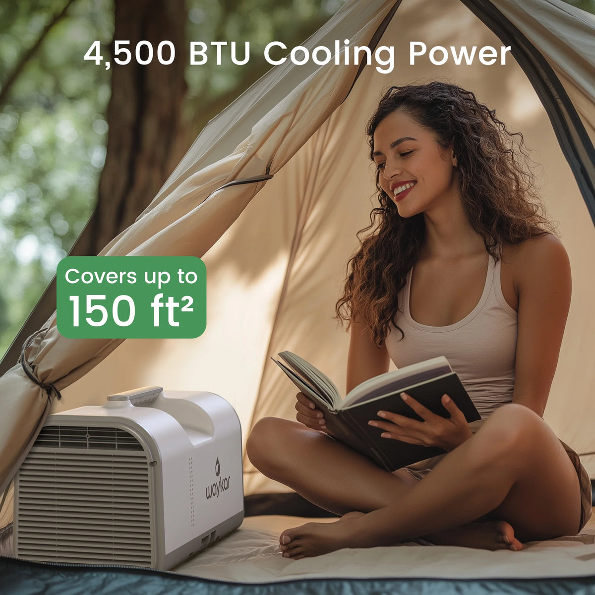 Waykar 4500BTU Portable Air Conditioner for Tent, Camping, RV, 130 Sq. Ft., Low Noise, Remote Control