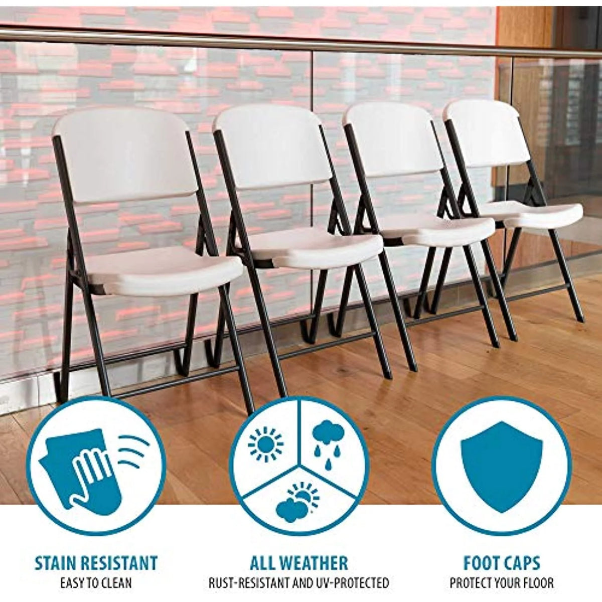 Lifetime Commercial Grade Folding Chairs, 6 Pack, Adult Sized, White Granite (80747)