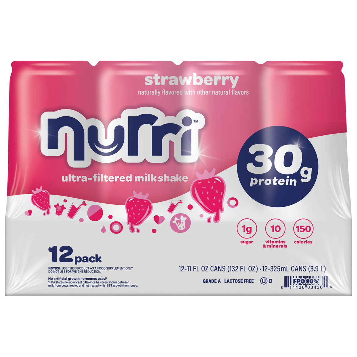 Nurri 30g Protein Shake, Strawberry, 11 Fl Oz, 12 - Pack