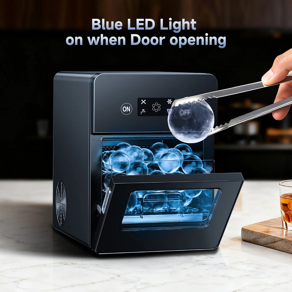 Simzlife Sphere Ice Maker, 10 Pcs/Hour, 150 Pcs/Day, Clear Ice Ball Maker with Enhanced Insulation, with LCD Touch
