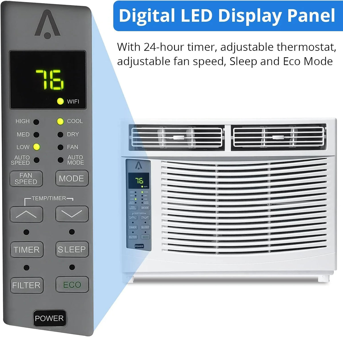 GAOMON Smart 6000 BTU Window Air Conditioner - WiFi - Enabled AC with Remote & App Control, Timer, Sleep Mode, Easy