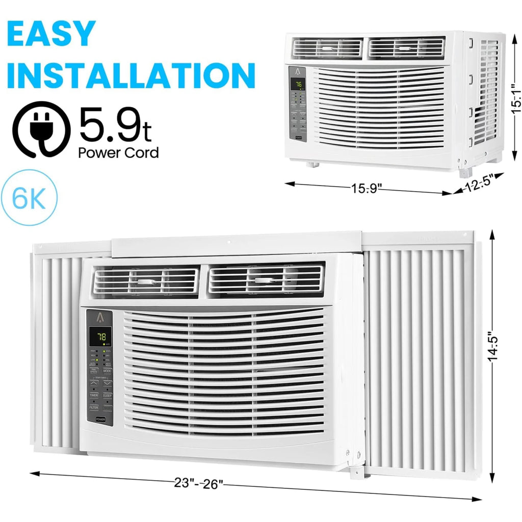 Garvee 5000 BTU Window Air Conditioner, Fast Cooling for Rooms up to 150 Sq. Ft, Window Ac Unit with 7 Level
