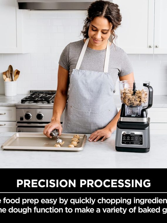 Ninja BN801 Professional Plus Kitchen System 1400 WP 5 Functions for Smoothies Chopping Dough & More with Auto IQ