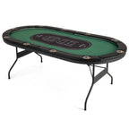 Costway Foldable, USB Ports, LED Lights 10 Player Poker Table, Blue/Black