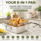 20Pcs Ceramic Nonstick Cookware Set Complete Pots and Pans with Bakeware Steamer Deep Frying Pan Set Beige