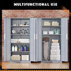 SOLAURA 71" Metal Garage Storage Cabinet with Locking Doors and Adjustable Shelves for Home, Office(Black)