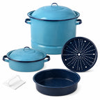 6 Piece Enameled Steel Cookware Set Steamer Dutch Oven Multi Use Dish Kitchen Pots and Pans Set