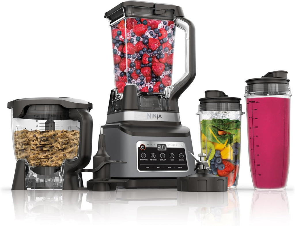Ninja BN801 Professional Plus Kitchen System 1400 WP 5 Functions for Smoothies Chopping Dough & More with Auto IQ