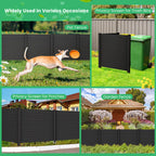 Gymax Outdoor PVC Privacy Panels 2 - Pack Picket Fence W/ 3 Cuspidal Foot Stakes Black