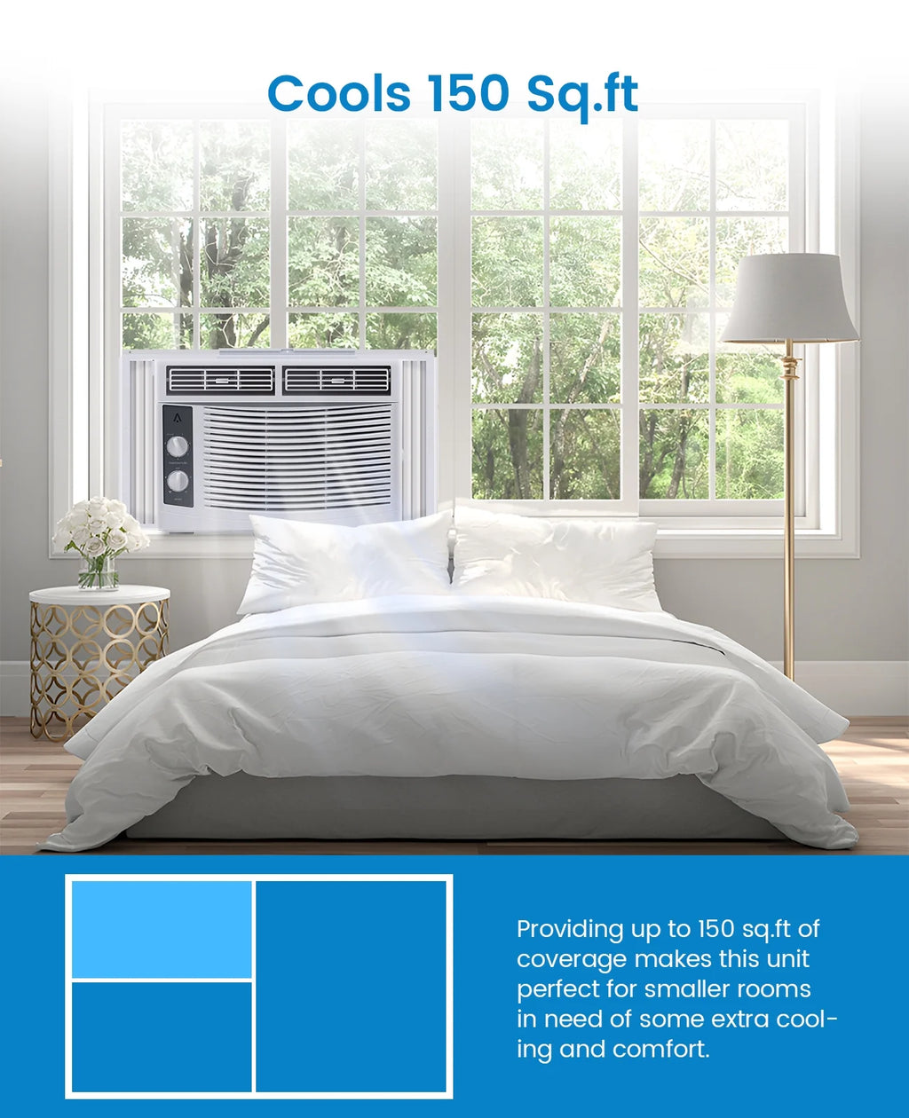 Garvee 5000 BTU Window Air Conditioner, Fast Cooling for Rooms up to 150 Sq. Ft, Window Ac Unit with 7 Level