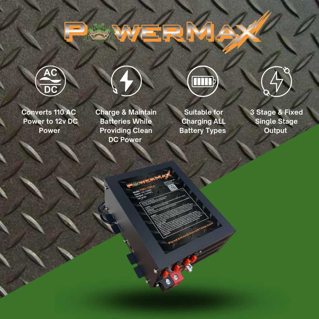 Powermax USA 100A 12V - 110V Smart Automotive Battery Charger
