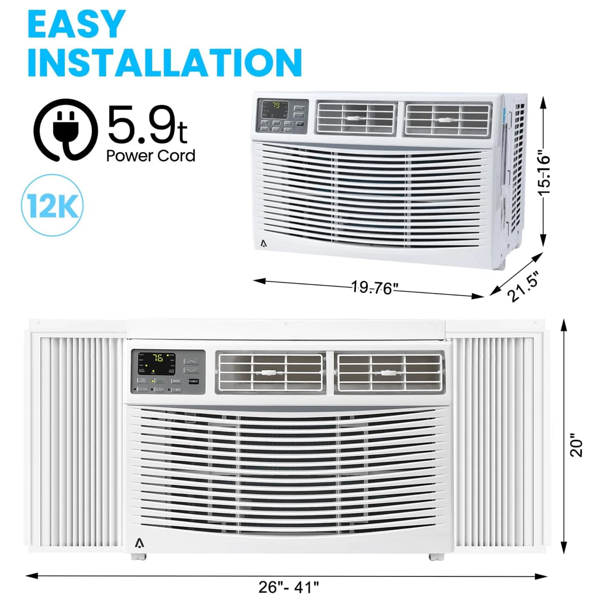 Garvee 5000 BTU Window Air Conditioner, Fast Cooling for Rooms up to 150 Sq. Ft, Window Ac Unit with 7 Level
