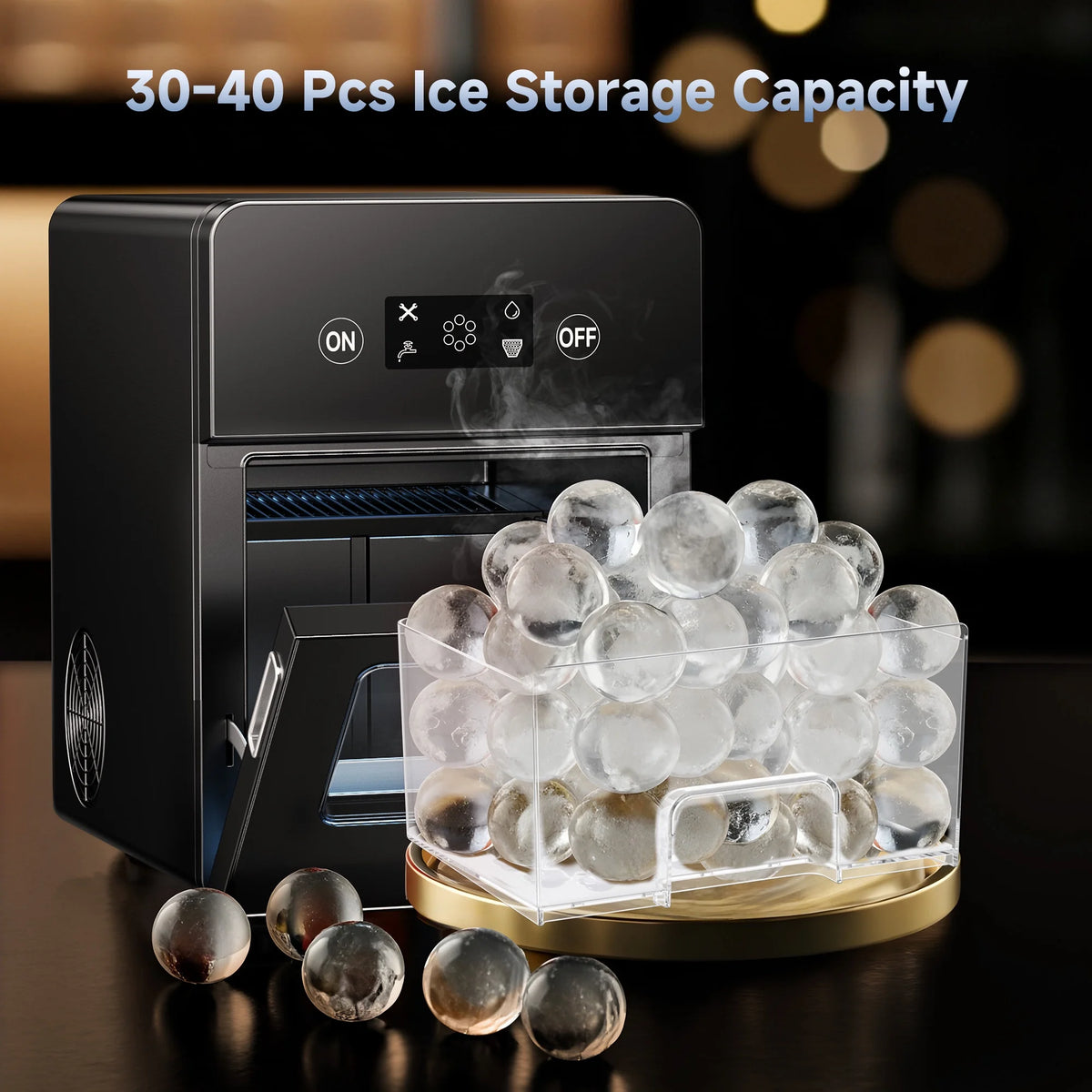 Simzlife Sphere Ice Maker, 10 Pcs/Hour, 150 Pcs/Day, Clear Ice Ball Maker with Enhanced Insulation, with LCD Touch