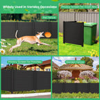 Gymax Outdoor PVC Privacy Panels 2 - Pack Picket Fence W/ 3 Cuspidal Foot Stakes Black