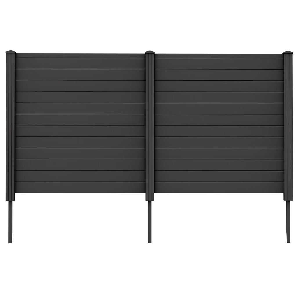 Gymax Outdoor PVC Privacy Panels 2 - Pack Picket Fence W/ 3 Cuspidal Foot Stakes Black